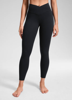Yoga Leggings with V Cross Waist - Butterluxe, 25 Inch Black - view 1