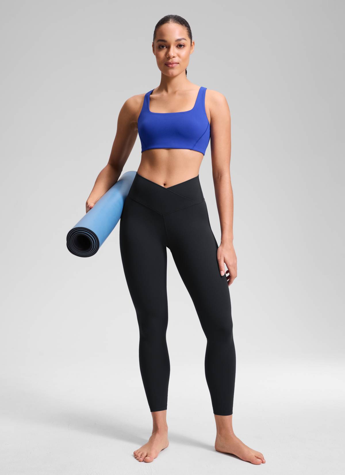 Yoga Leggings with V Cross Waist - Butterluxe, 25 Inch Black - view 3