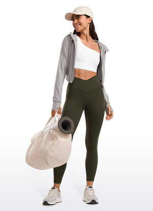 Yoga Leggings with V Cross Waist - Butterluxe, 25 Inch Olive Green - view 3