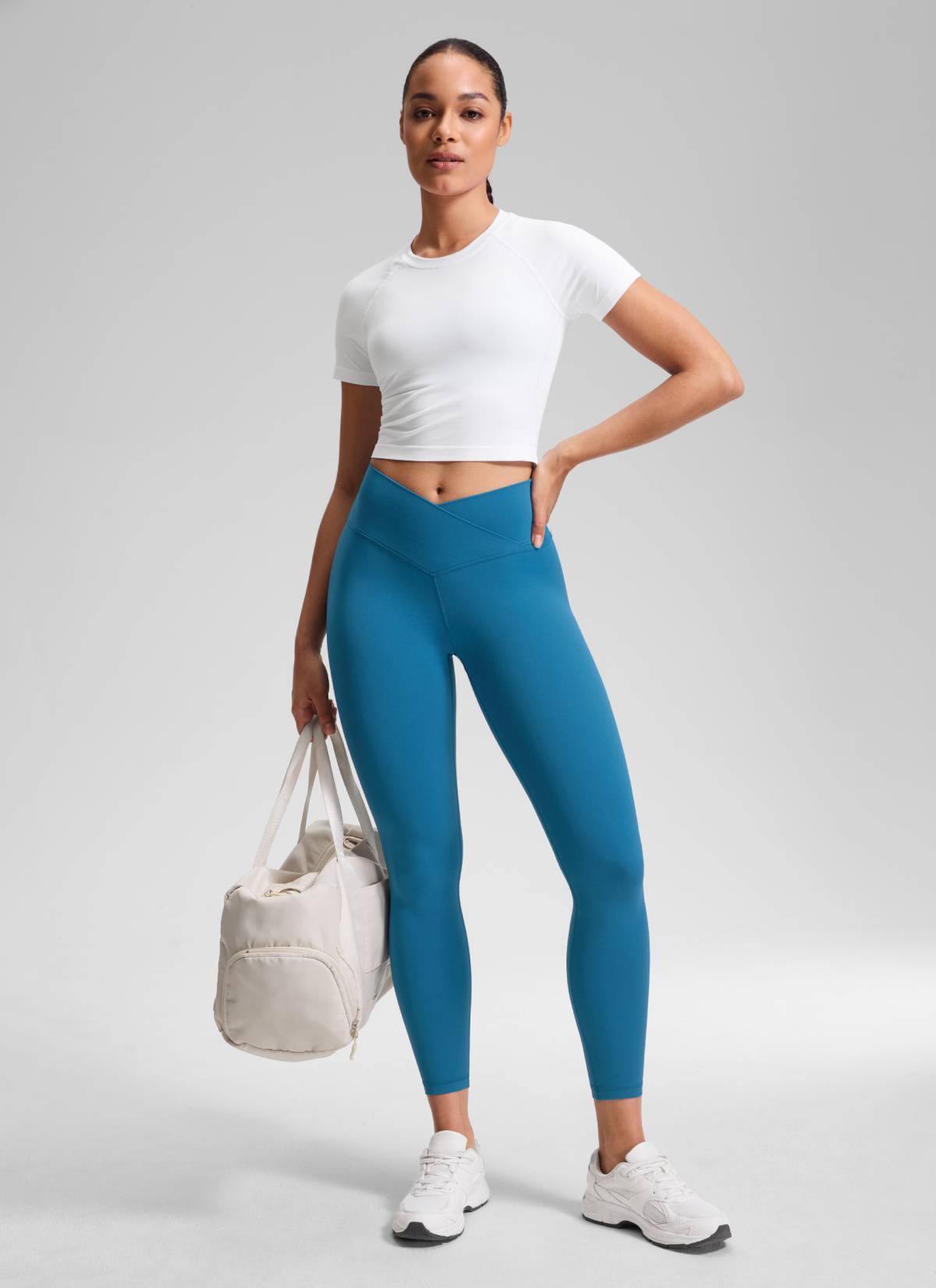 Yoga Leggings with V Cross Waist - Butterluxe, 25 Inch Super-sonic Blue - view 3