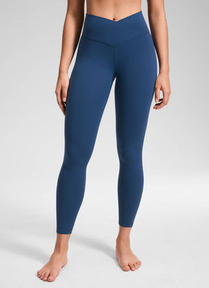 Yoga Leggings with V Cross Waist - Butterluxe, 25 Inch French Navy - view 1
