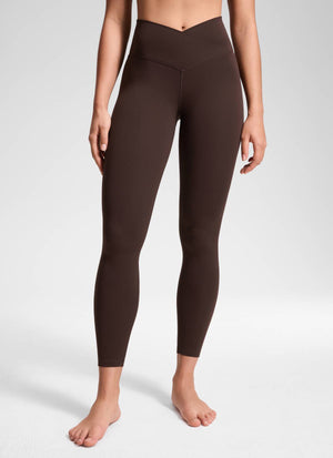 Yoga Leggings with V Cross Waist - Butterluxe, 25 Inch Hot Fudge Brown - view 1