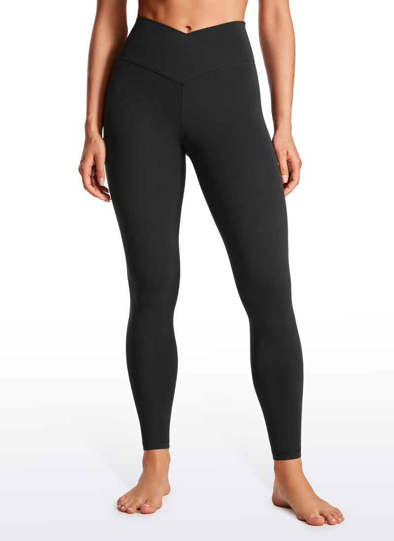 Yoga Leggings with V Cross Waist - Butterluxe, 28 Inch Tall Black - view 1