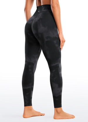 Yoga Leggings with V Cross Waist - Butterluxe, 28 Inch Tall Black Tie Dye Flowers - view 2