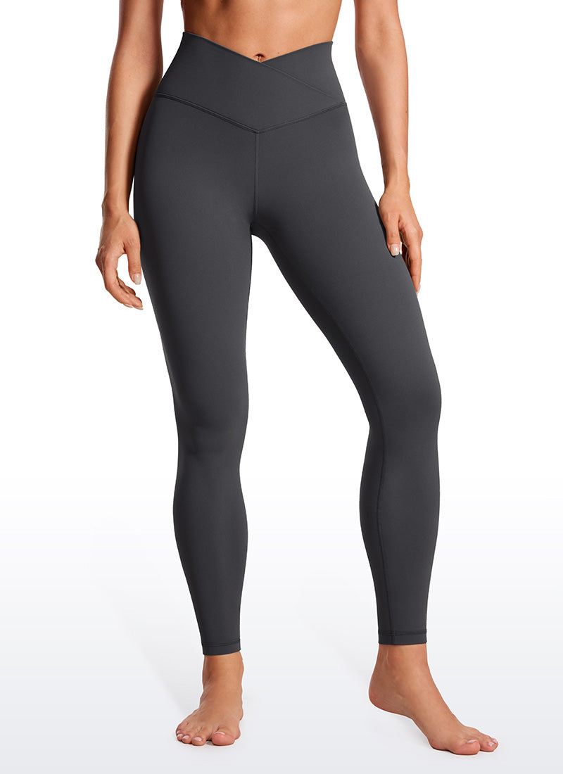 Yoga Leggings with V Cross Waist - Butterluxe, 28 Inch Tall Mysterious Grey - view 1