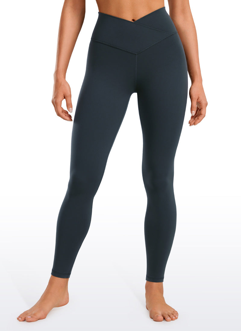 Yoga Leggings with V Cross Waist - Butterluxe, 28 Inch Tall True Navy - view 1