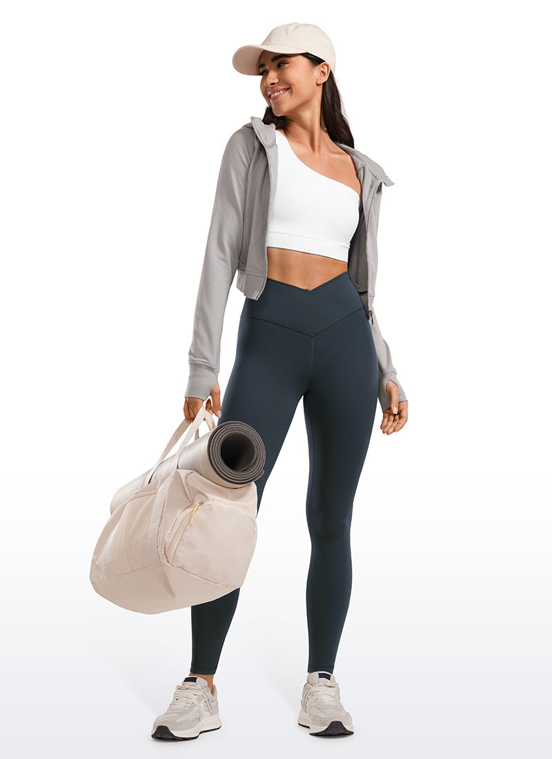 Yoga Leggings with V Cross Waist - Butterluxe, 28 Inch Tall True Navy - view 3