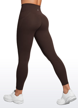 Yoga Leggings with Crossover Waist and Pockets - Butterluxe, 25 Inch Hot Fudge Brown - view 2