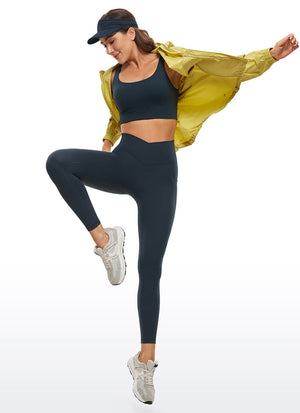 Yoga Leggings with Crossover Waist and Pockets - Butterluxe, 25 Inch True Navy - view 3