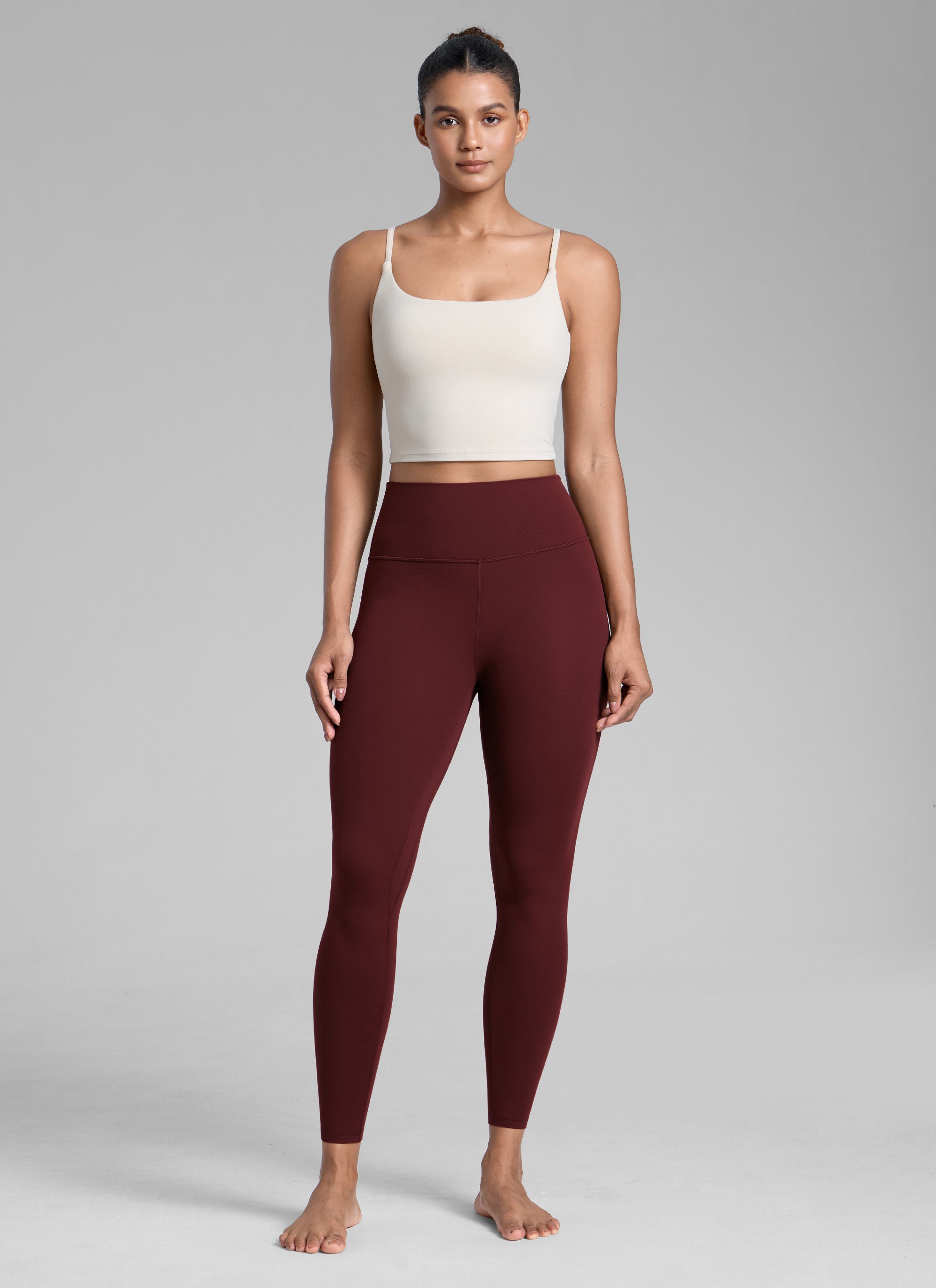 High Rise Workout Leggings - Butterlift Fabric, 25 Inch Red Merlot - view 3