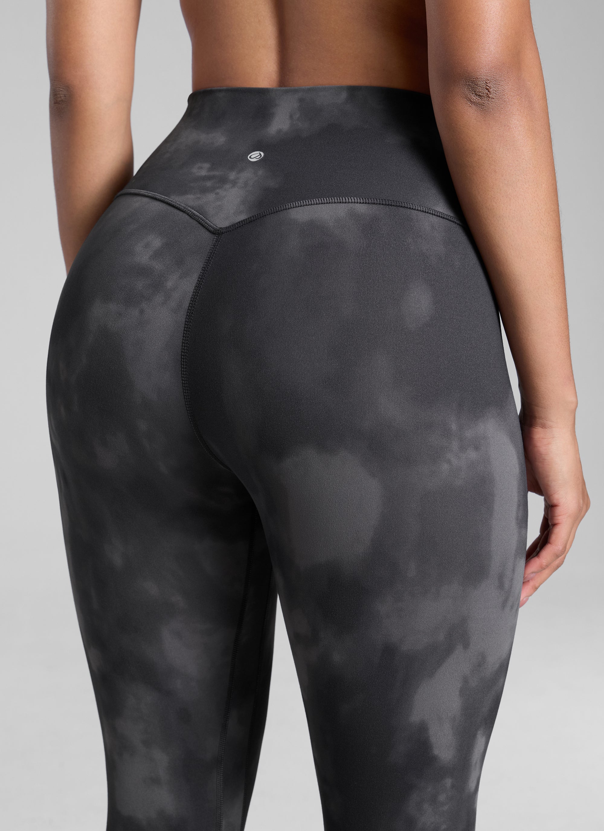 High Rise Workout Leggings - Butterlift Fabric, 25 Inch Grey Tie Dye Flowers - view 5