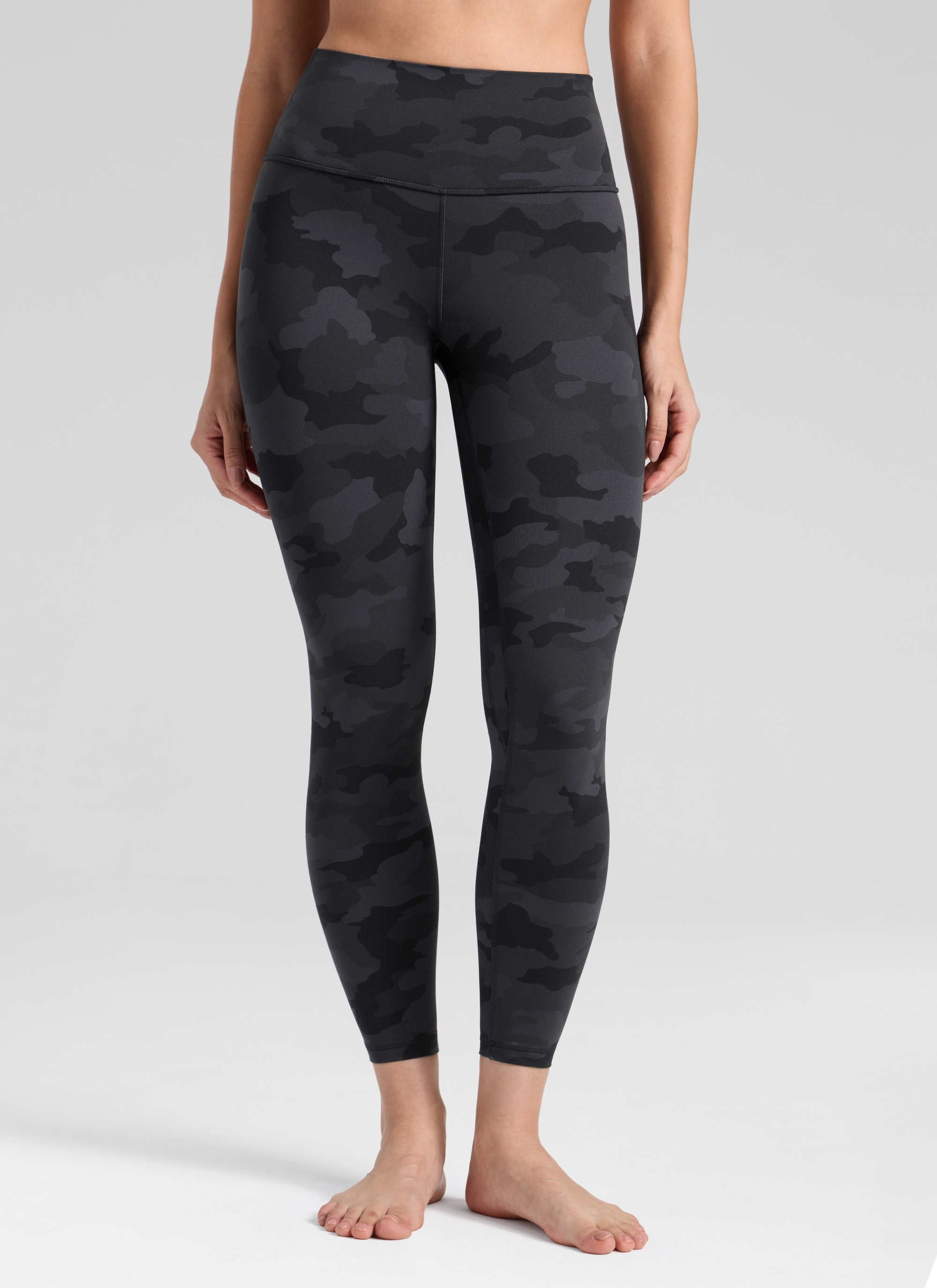 High Rise Workout Leggings - Butterlift Fabric, 25 Inch Dark Grey Camouflage 2 - view 1