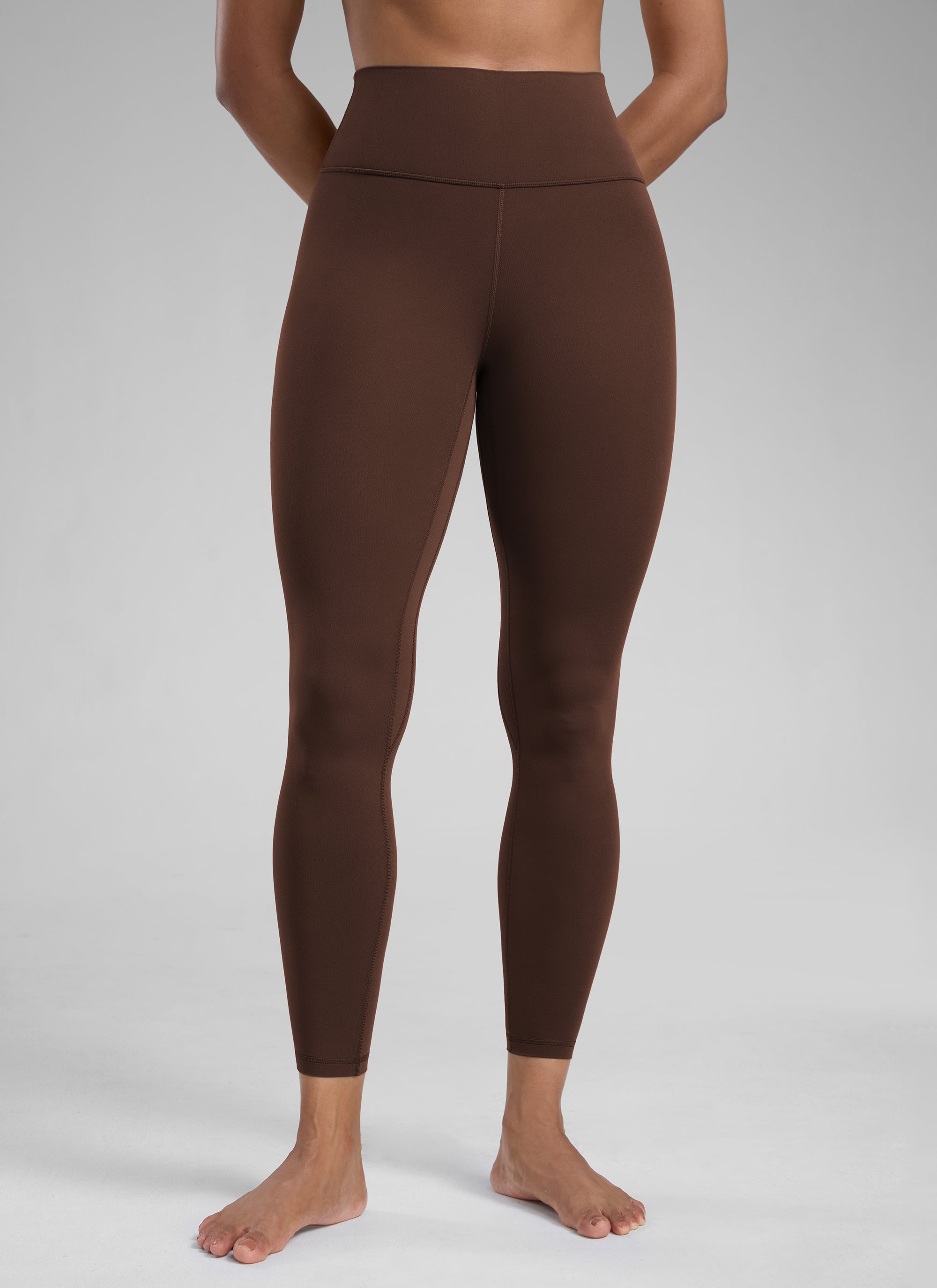 High Rise Workout Leggings - Butterlift Fabric, 25 Inch Lava Brown - view 1