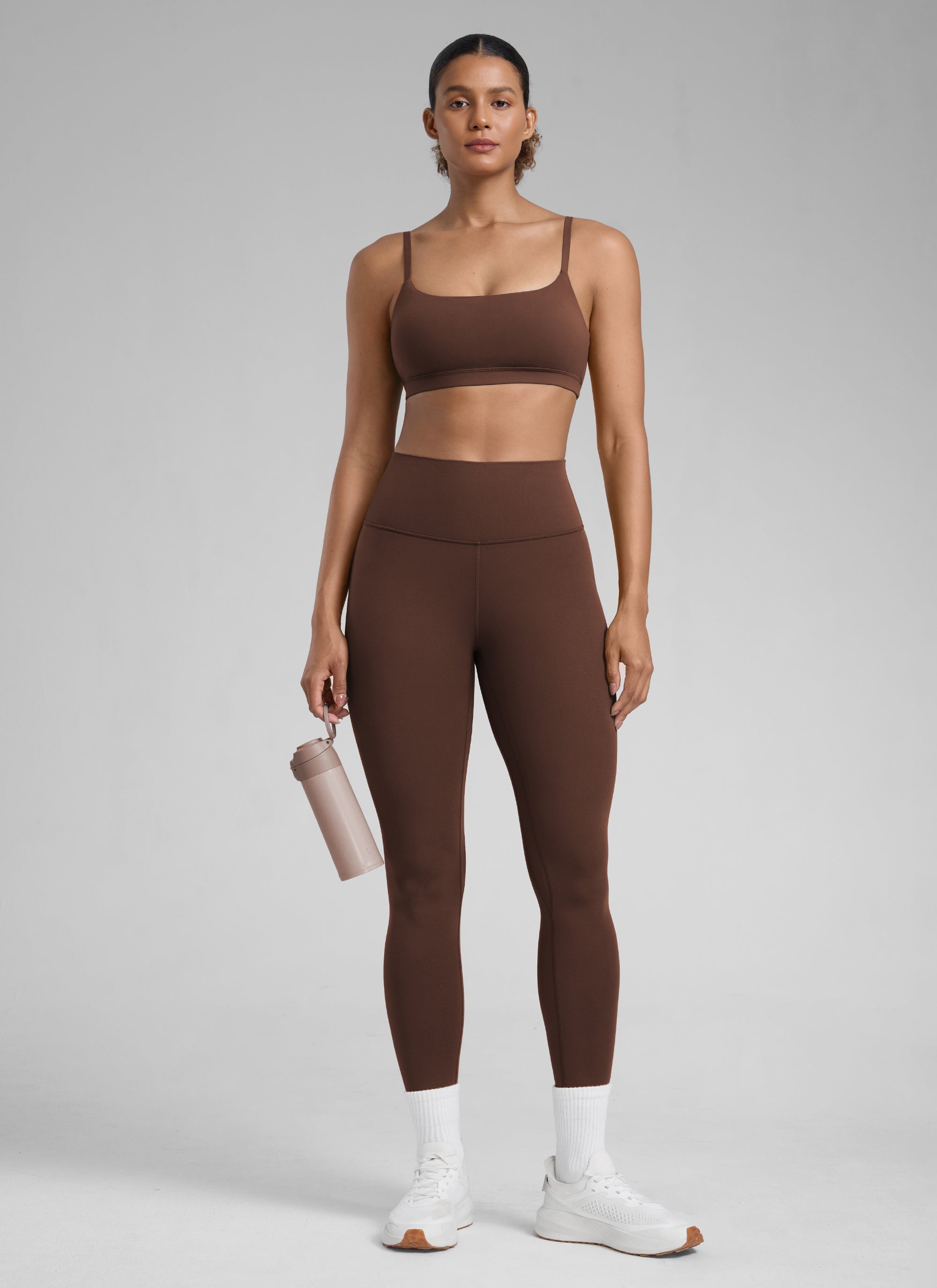 High Rise Workout Leggings - Butterlift Fabric, 25 Inch Lava Brown - view 3