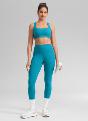 High Rise Workout Leggings - Butterlift Fabric, 25 Inch Hawaiian Blue - view 4