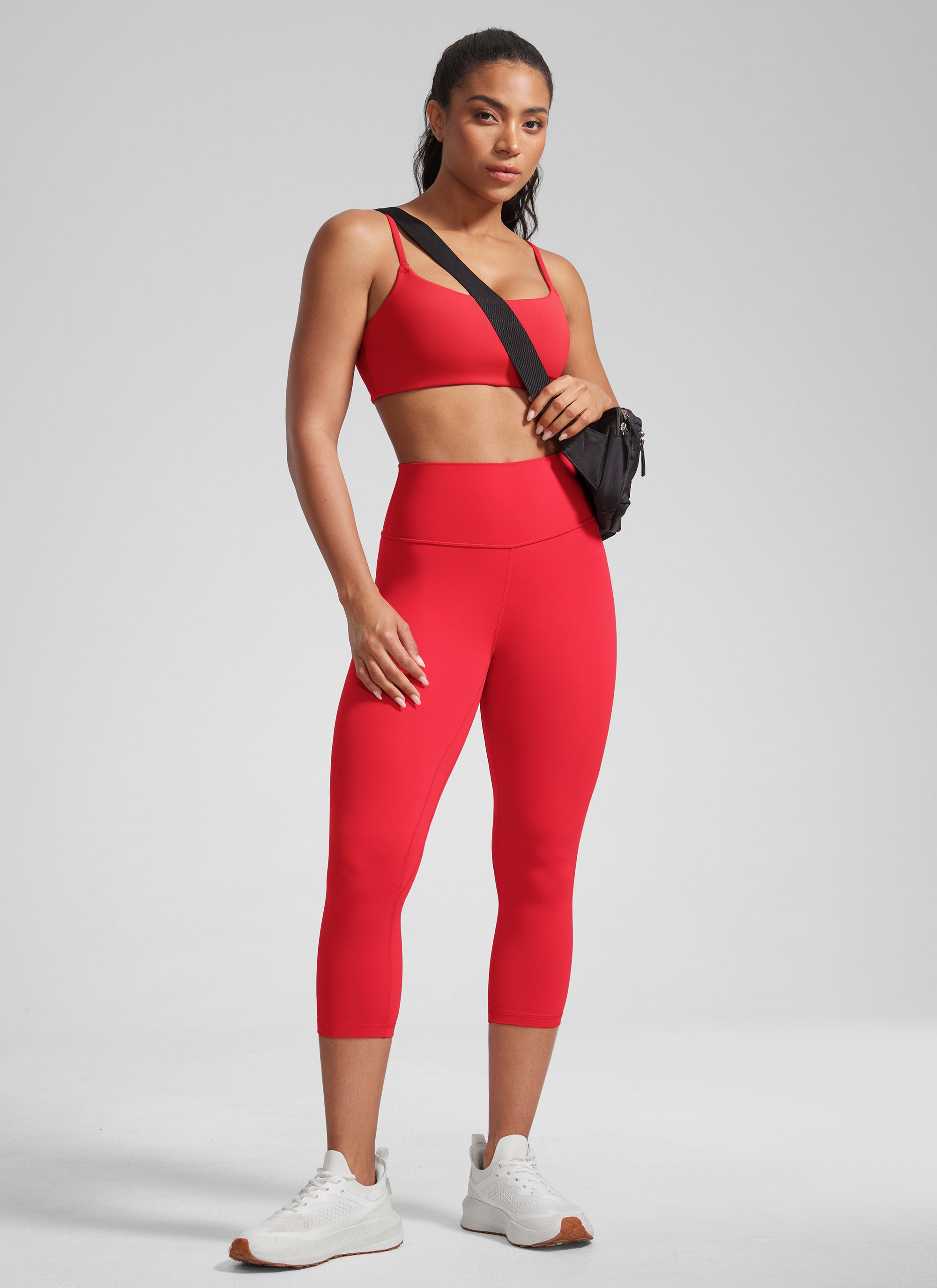 High Rise Workout Leggings - Butterlift Fabric, 21 Inch Aurora Red - view 3