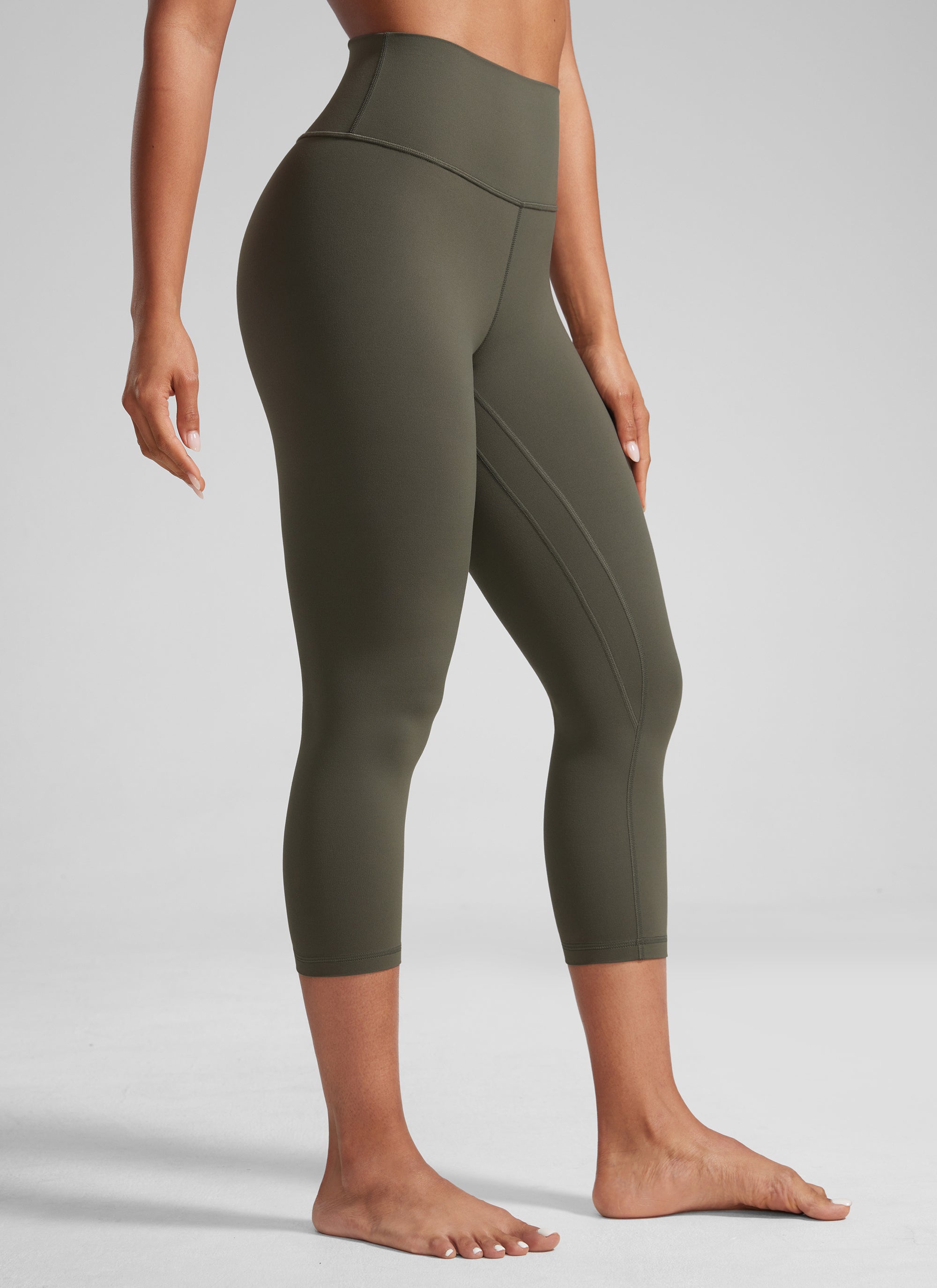 High Rise Workout Leggings - Butterlift Fabric, 21 Inch Light Army Green - view 4