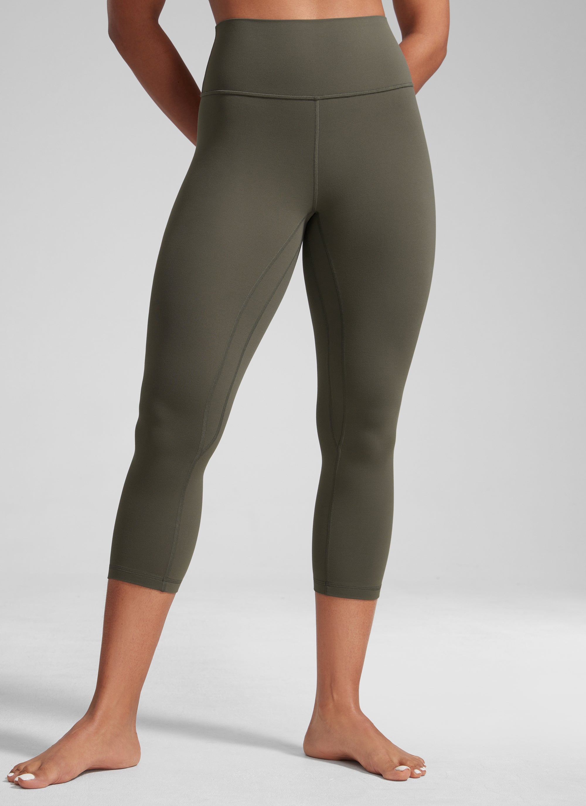 High Rise Workout Leggings - Butterlift Fabric, 21 Inch Light Army Green - view 1