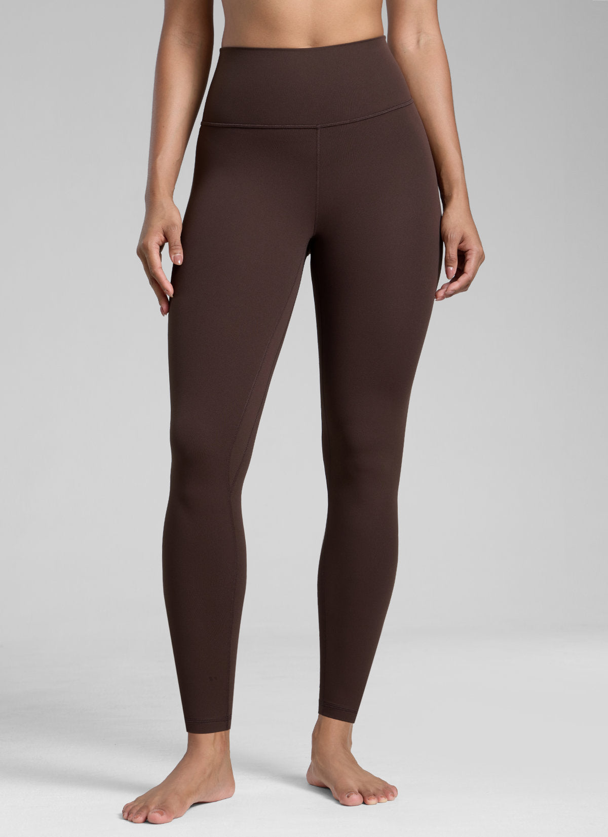 High Rise Workout Leggings - Butterlift Fabric, 28 Inch Tall Hot Fudge Brown - view 1