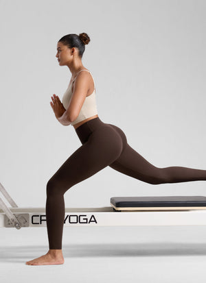 High Rise Workout Leggings - Butterlift Fabric, 28 Inch Tall Hot Fudge Brown - view 5