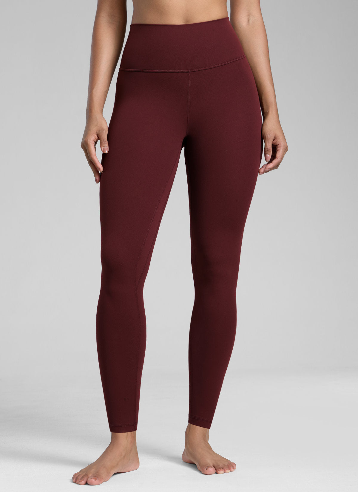 High Rise Workout Leggings - Butterlift Fabric, 28 Inch Tall Red Merlot - view 1