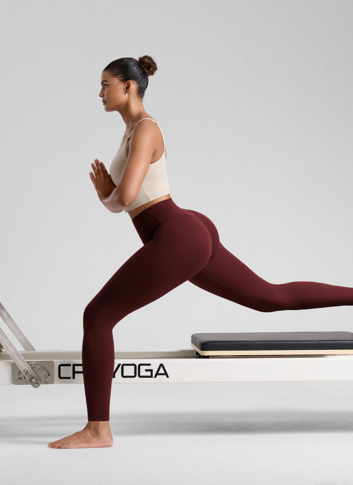High Rise Workout Leggings - Butterlift Fabric, 28 Inch Tall Red Merlot - view 5