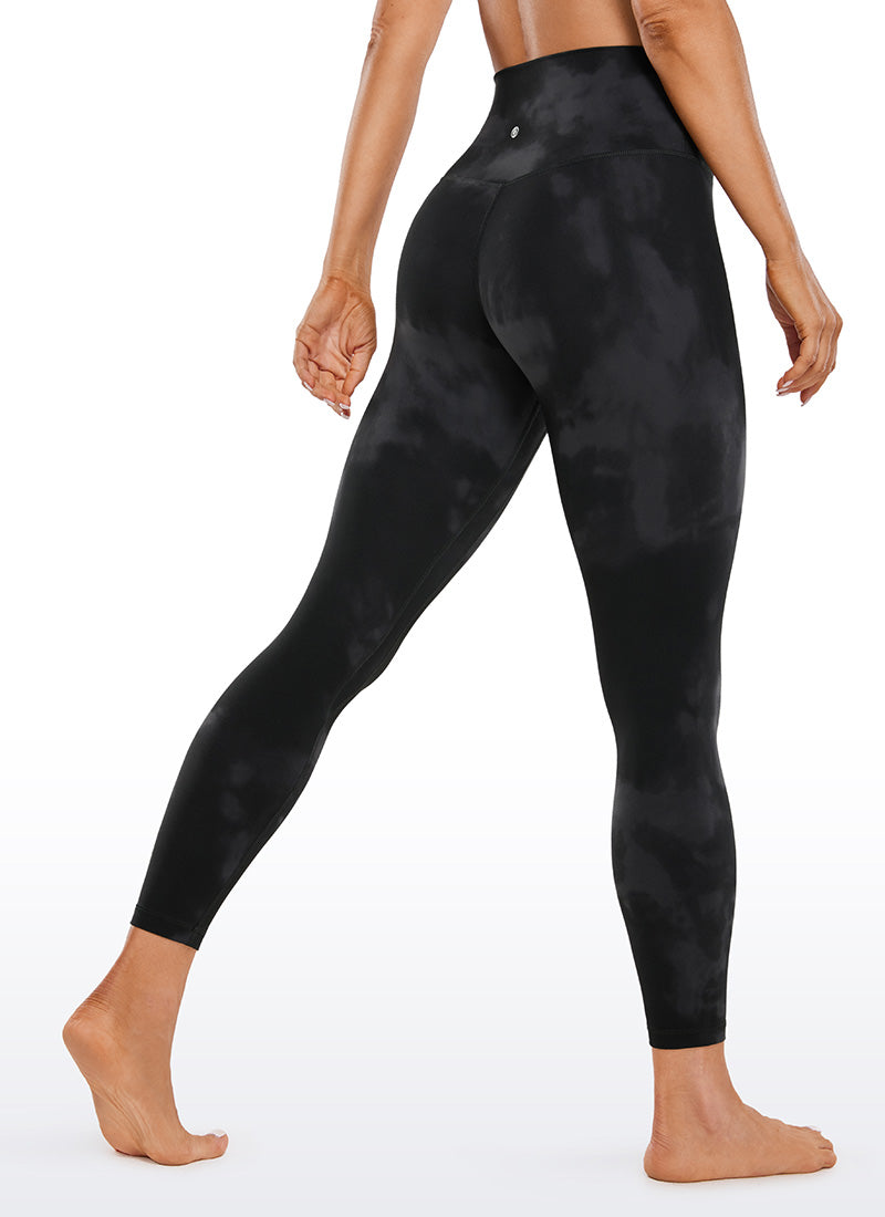 Yoga Leggings with Double Seam - Butterluxe, High Waist, 25 Inch Black Tie Dye Flowers - view 2