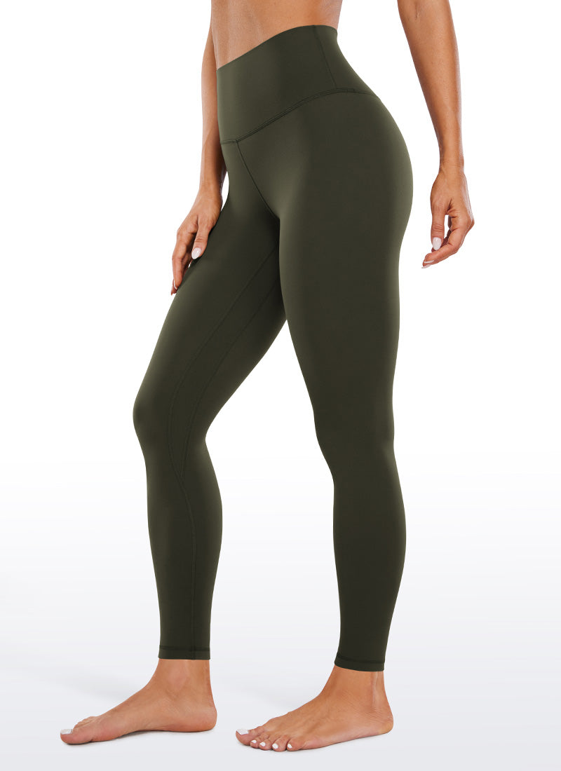 Yoga Leggings with Double Seam - Butterluxe, 28 Inch Tall Olive Green - view 1