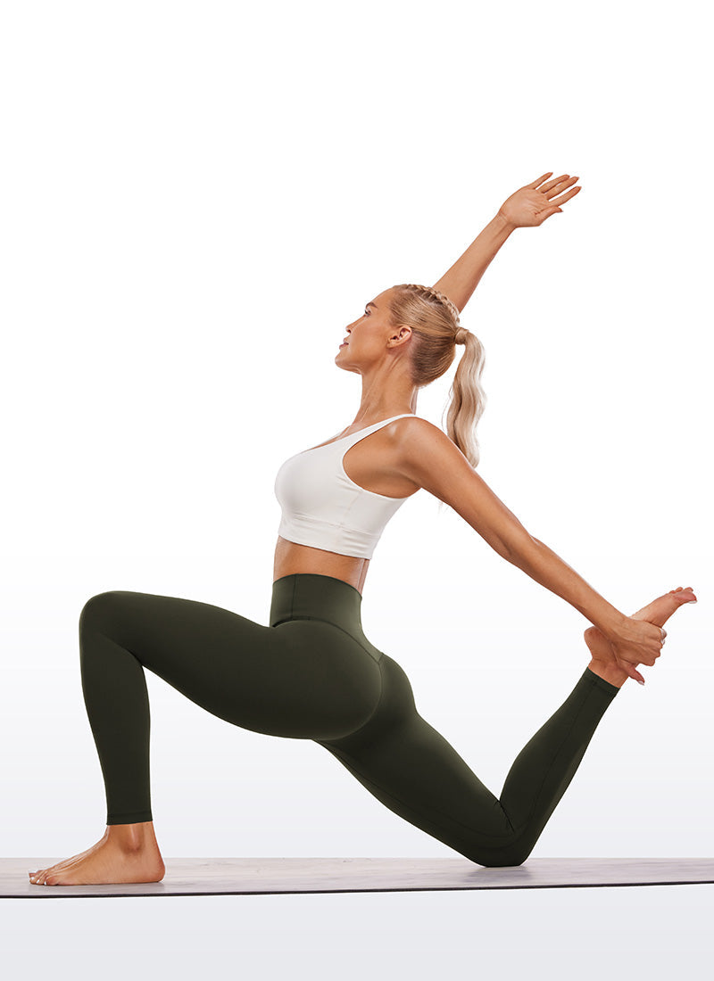 Yoga Leggings with Double Seam - Butterluxe, 28 Inch Tall Olive Green - view 3