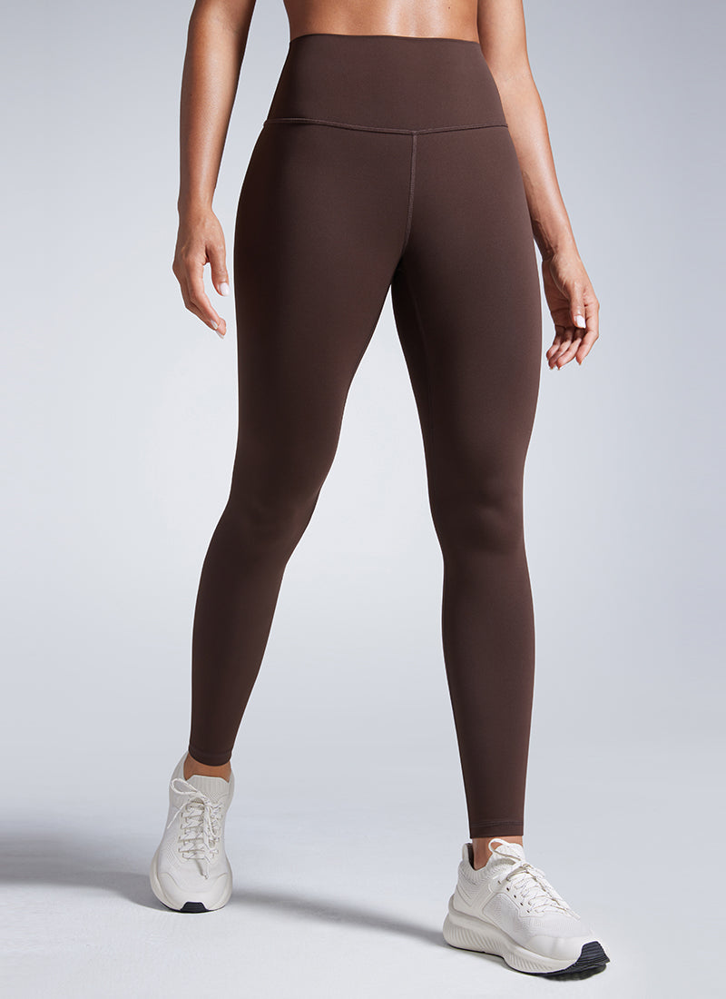 Lightweight Workout Leggings - Butterbreeze Fabric, 28 Inch Tall Hot Fudge Brown - view 1