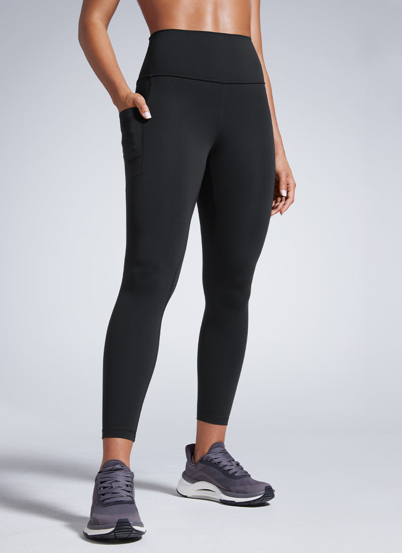 Workout Leggings with Pockets - Butterbreeze Fabric, High Waist Black - view 1