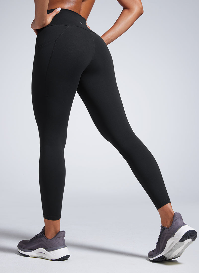 Workout Leggings with Pockets - Butterbreeze Fabric, High Waist Black - view 2