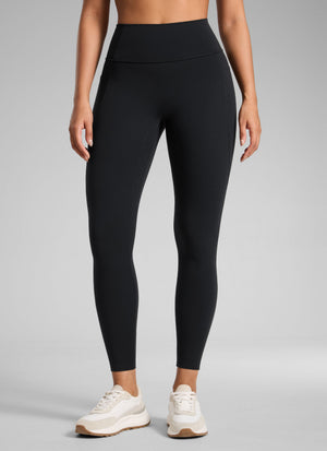 Pocketed Leggings - No Front Seam, High Waist, 25 Inch Black - view 1