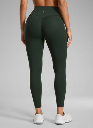 Pocketed Leggings - No Front Seam, High Waist, 25 Inch Legend Green - view 2