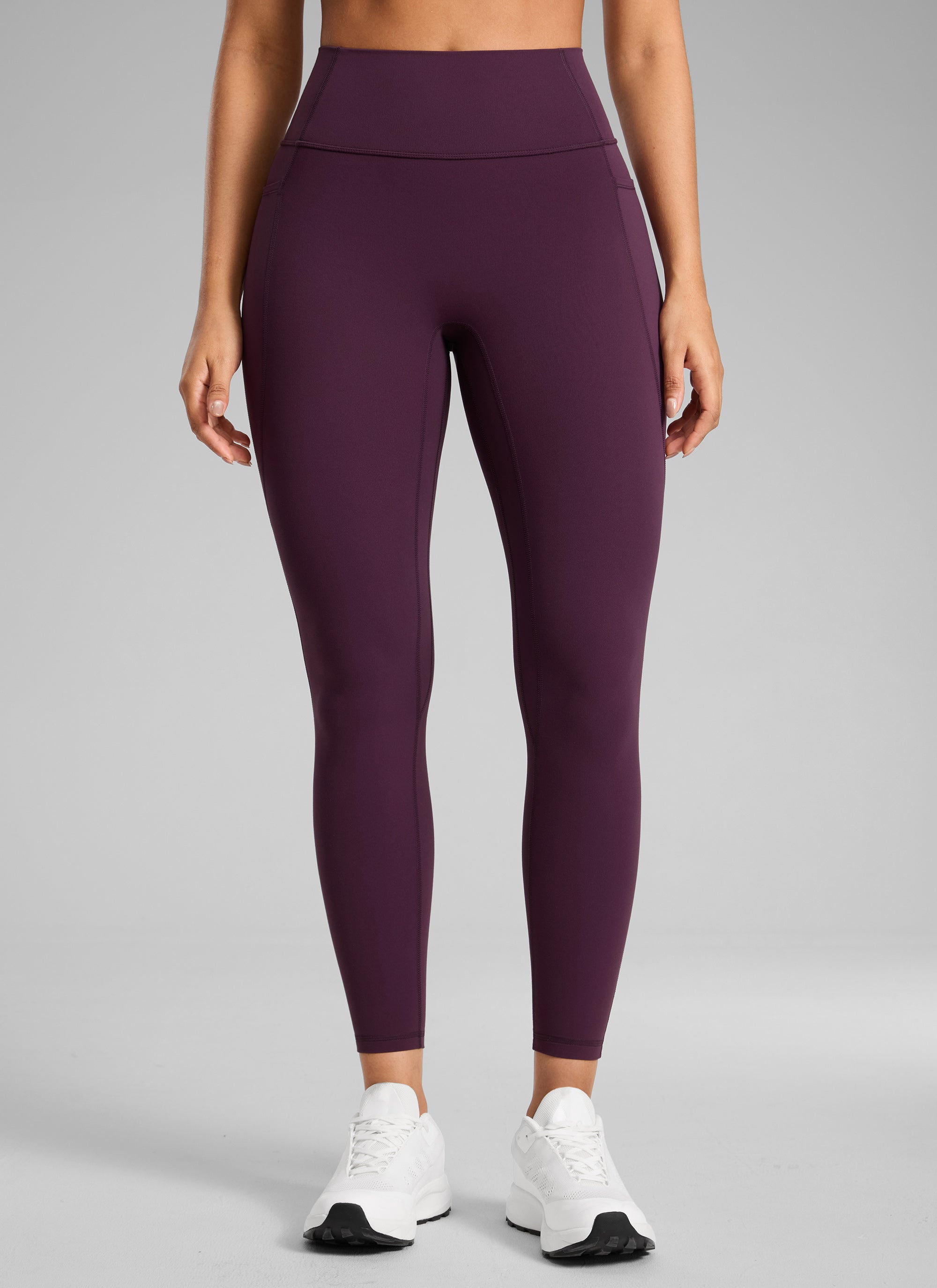 Pocketed Leggings - No Front Seam, High Waist, 25 Inch Deep Purple - view 1