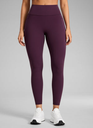 Pocketed Leggings - No Front Seam, High Waist, 25 Inch Deep Purple - view 1
