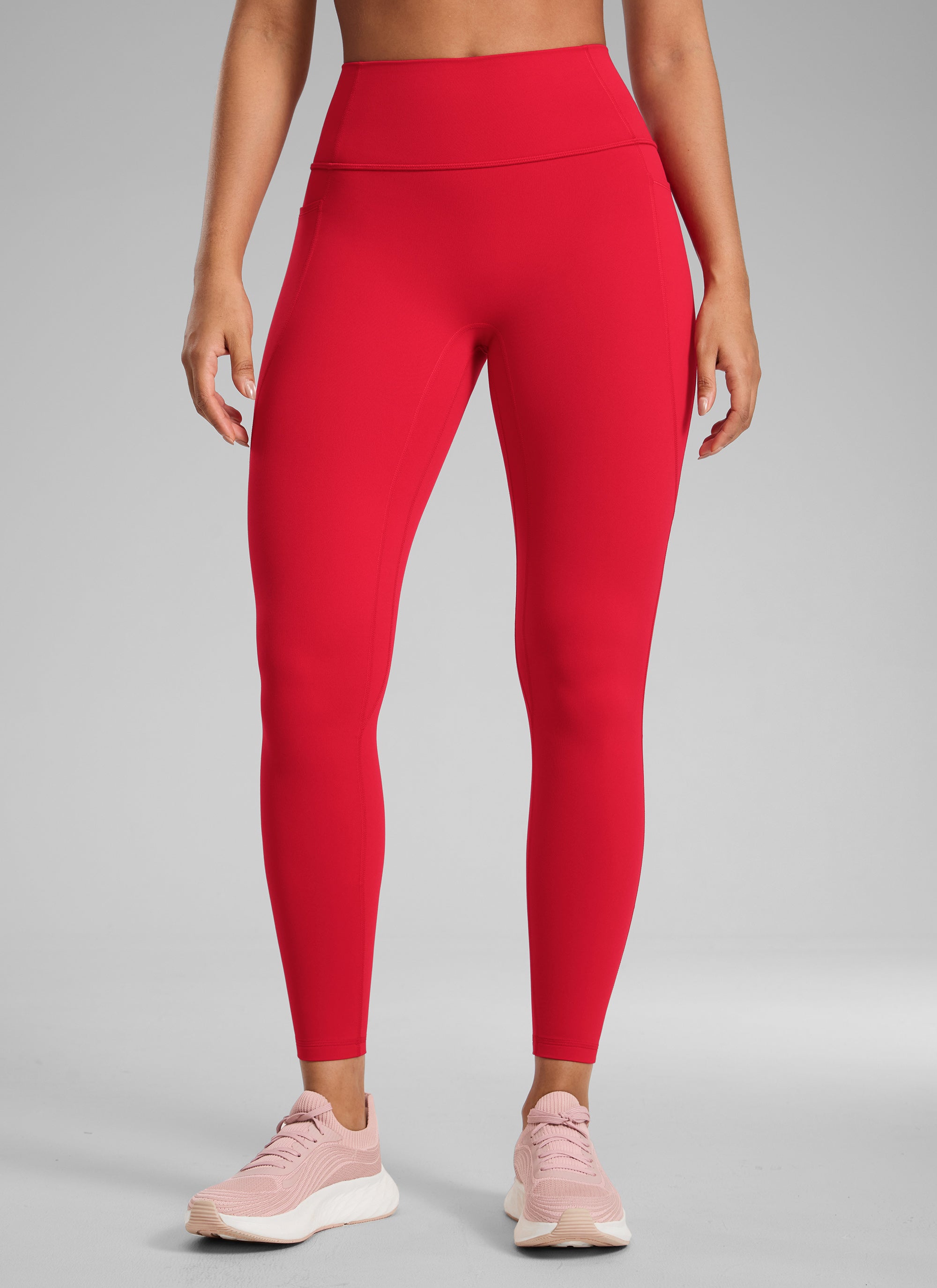 Pocketed Leggings - No Front Seam, High Waist, 25 Inch Aurora Red - view 1
