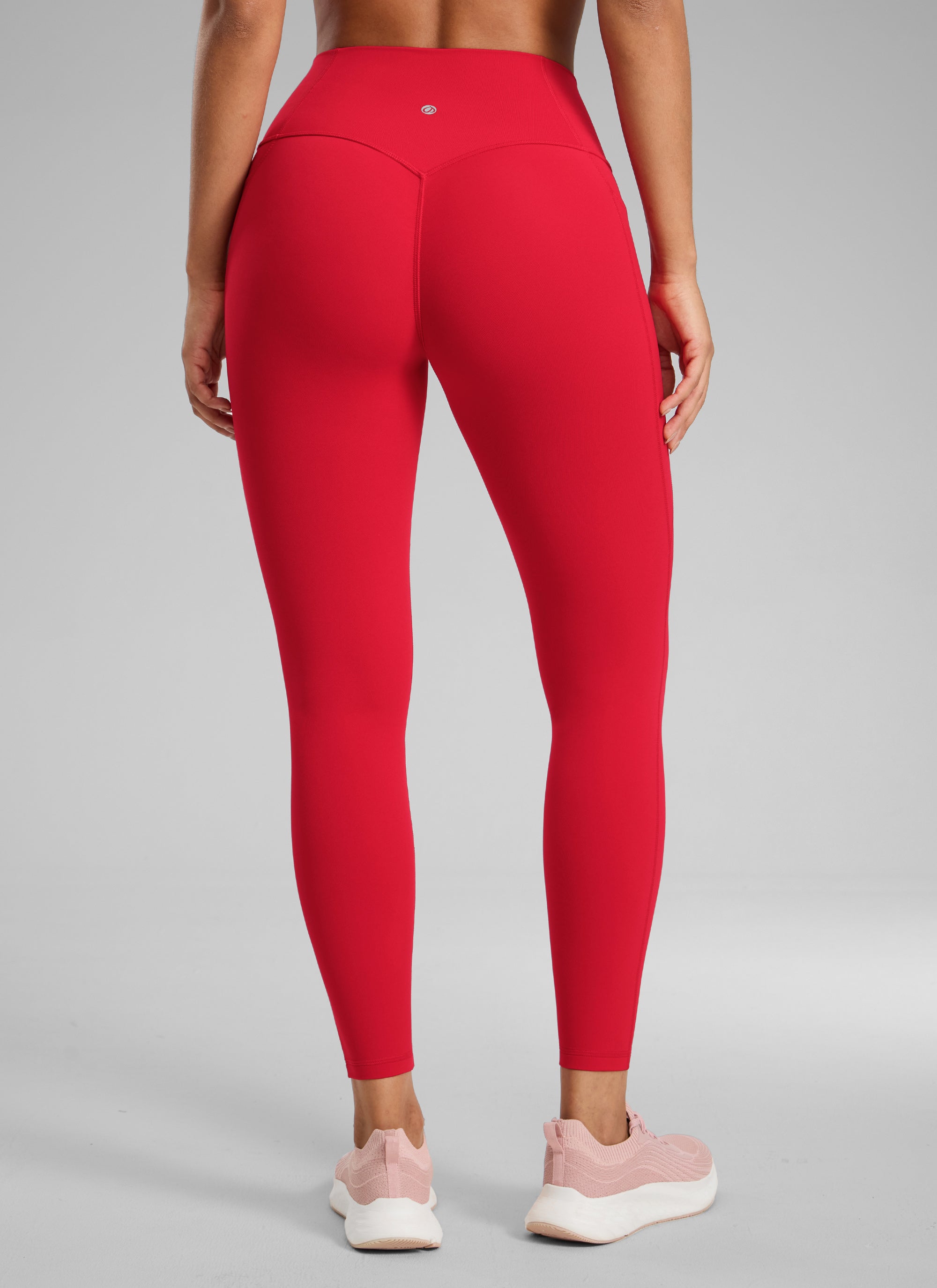 Pocketed Leggings - No Front Seam, High Waist, 25 Inch Aurora Red - view 2