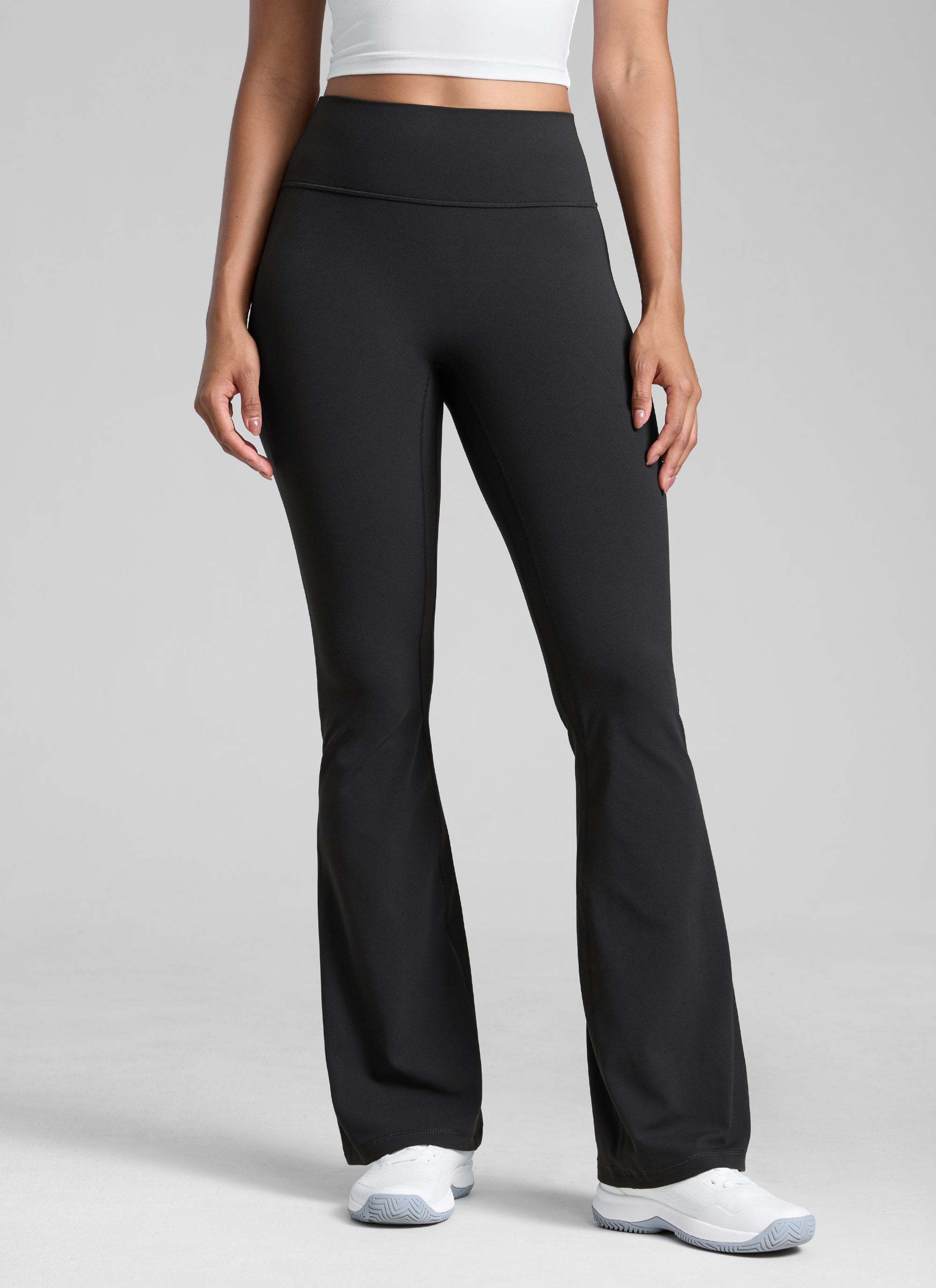 Flare Leggings with No Front Seam - High Waist, Sculpt Fit Black - view 1