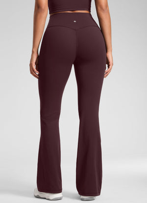 Flare Leggings with No Front Seam - High Waist, Sculpt Fit Ripe Plum - view 2