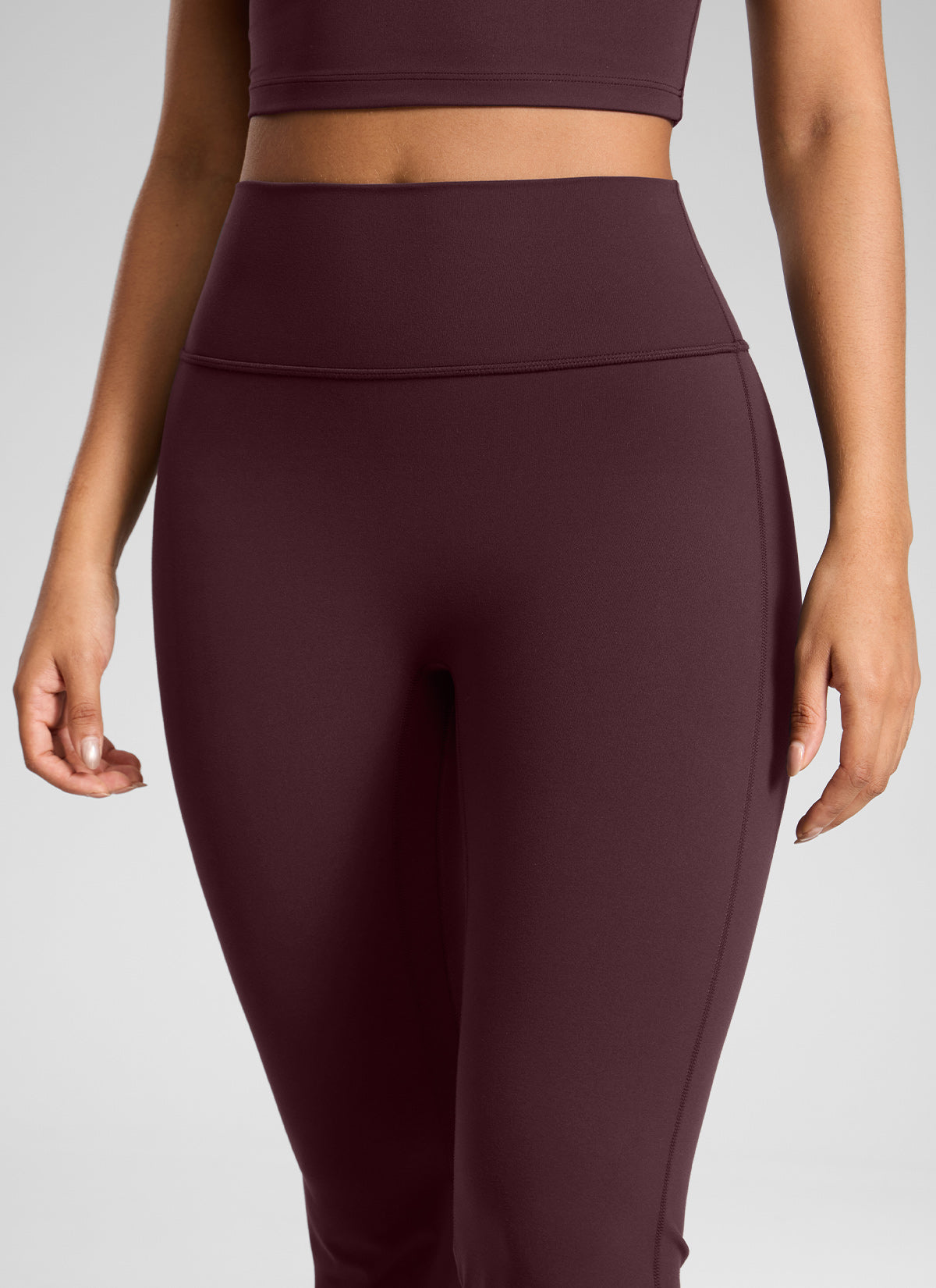Flare Leggings with No Front Seam - High Waist, Sculpt Fit Ripe Plum - view 4