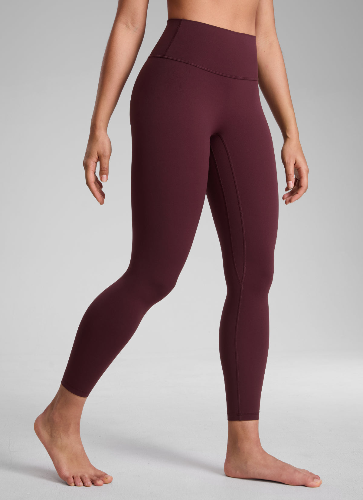 Squat Proof Leggings - No Front Seam, High Waist, 25 Inch Garnet Red - view 1