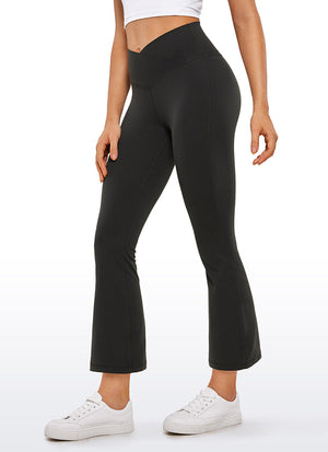 Flared Leggings with Crossover Waist - Butterluxe, 25.6 Inch Black - view 1
