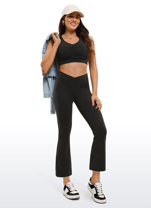 Flared Leggings with Crossover Waist - Butterluxe, 25.6 Inch Black - view 3