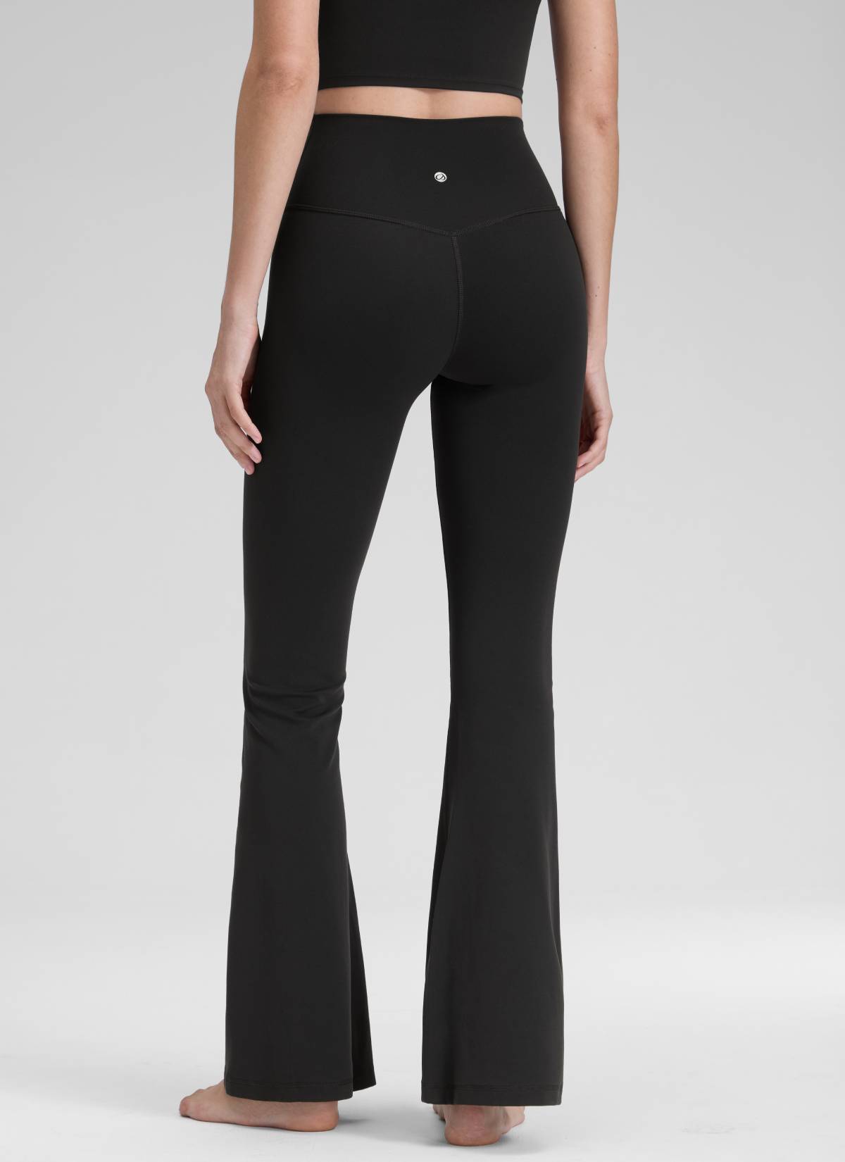 Flared Leggings with Crossover Waist - Butterluxe, 31 Inch Tall Black - view 2