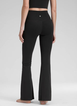 Flared Leggings with Crossover Waist - Butterluxe, 31 Inch Tall Black - view 2