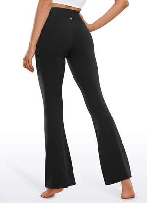 Flared Leggings with Crossover Waist - Butterluxe, 29 Inch Black - view 2