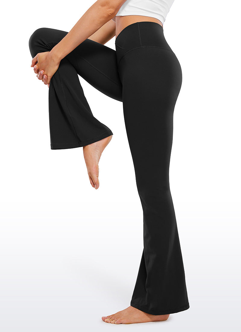 Flared Leggings with Crossover Waist - Butterluxe, 29 Inch Black - view 4