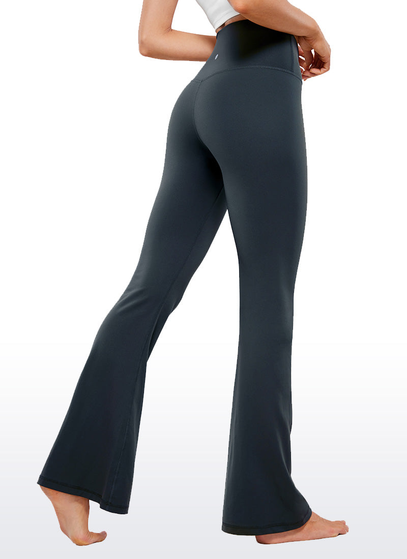 Flared Leggings with Crossover Waist - Butterluxe, 31 Inch Tall True Navy - view 2
