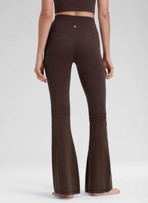 Flared Leggings with Crossover Waist - Butterluxe, 31 Inch Tall Hot Fudge Brown - view 2